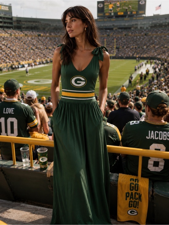 NFL Dresses & Skirts - Green Bay Packers Women’s Small Maxi Dress NFL Football Game Day Dress